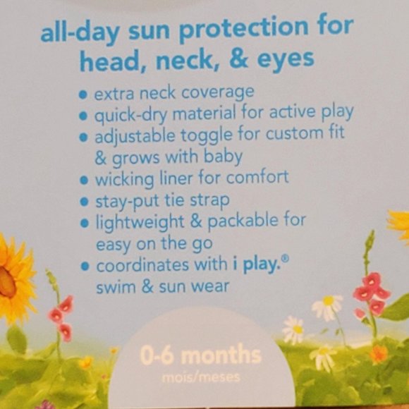 I Play Sun Protection Hat 0-6 Months Blue - Picture 9 of 9